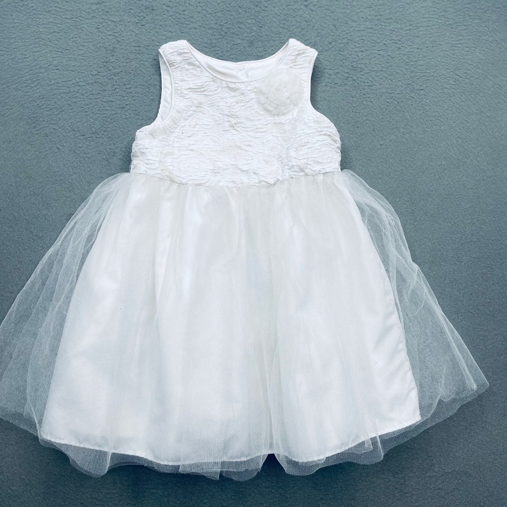 Mia & Mimi Girls Dress White Tulle Rosette‎ 3T Formal Wedding Flower Girl